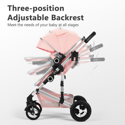 2 in 1 Convertible Baby Stroller, Diaper Bag, Pink W6811