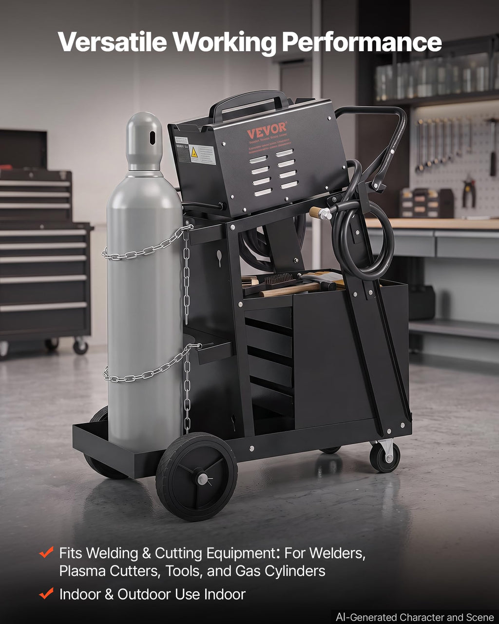 2-Tier 4 Drawers Welding Cart 265 LBS Weight Capacity J202135