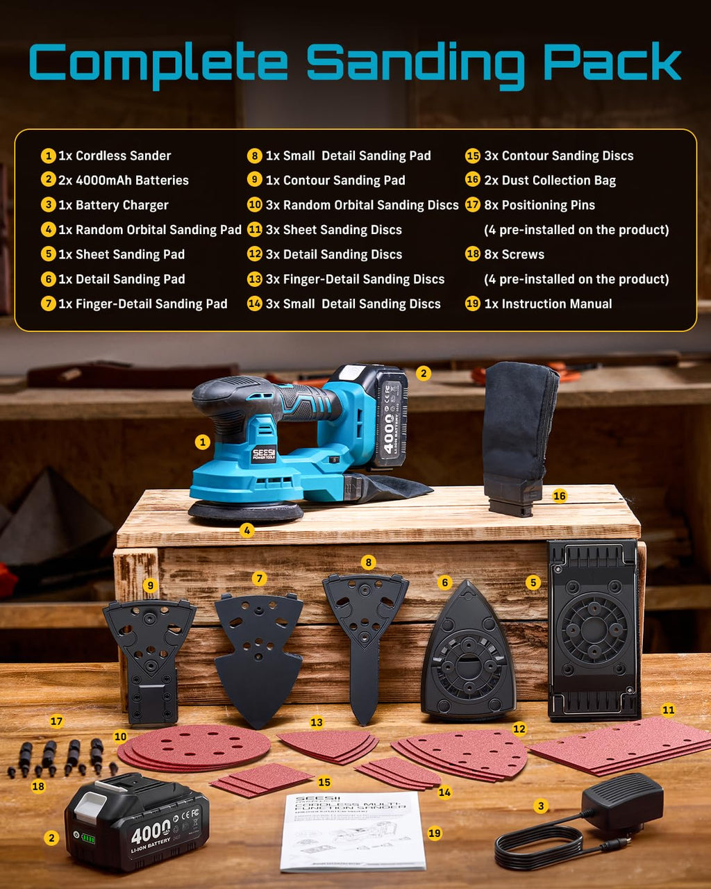 6 Speed Cordless Random Orbit Sander O3503