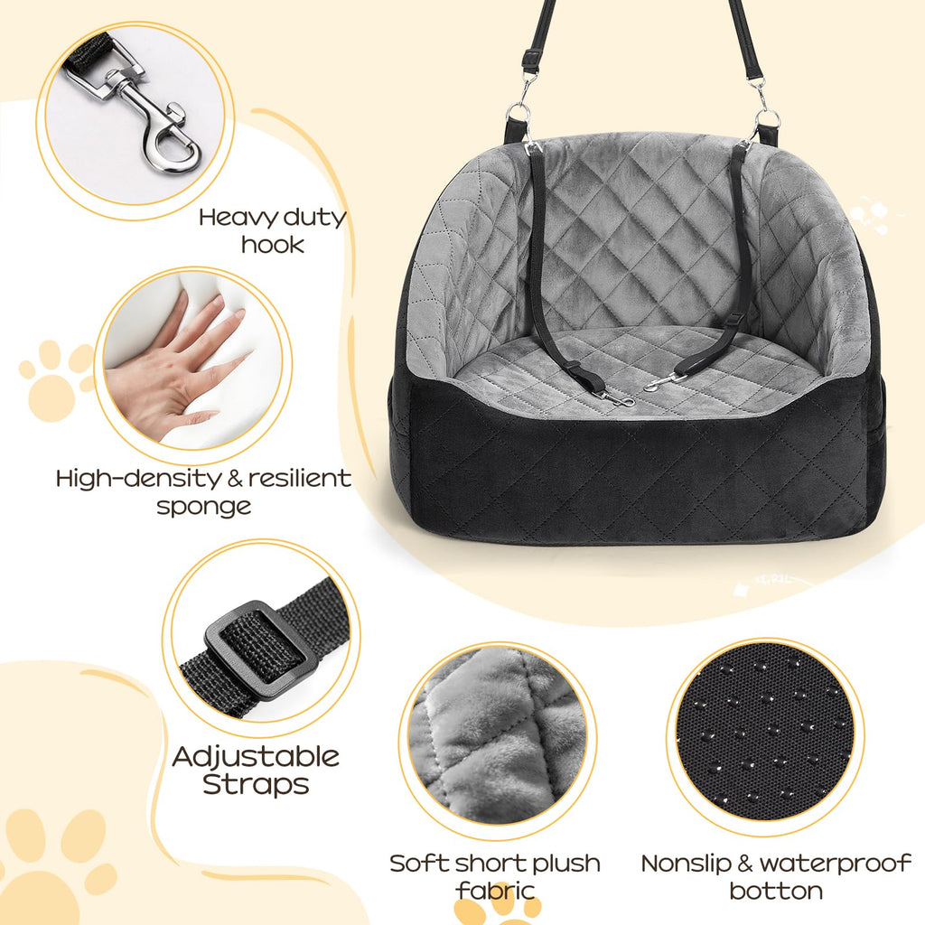 Dog Car Seat for Small Dogs Up to 30 Lbs, Grey-Black B809