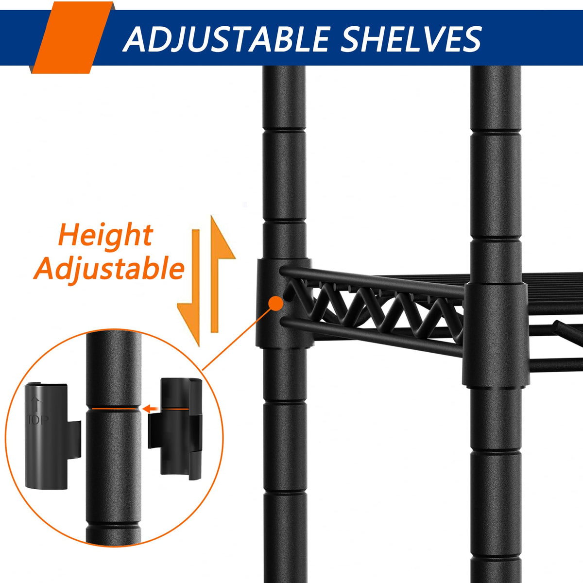 4-Shelf Adjustable Metal Storage Shelving Unit on Wheels, Black R3344