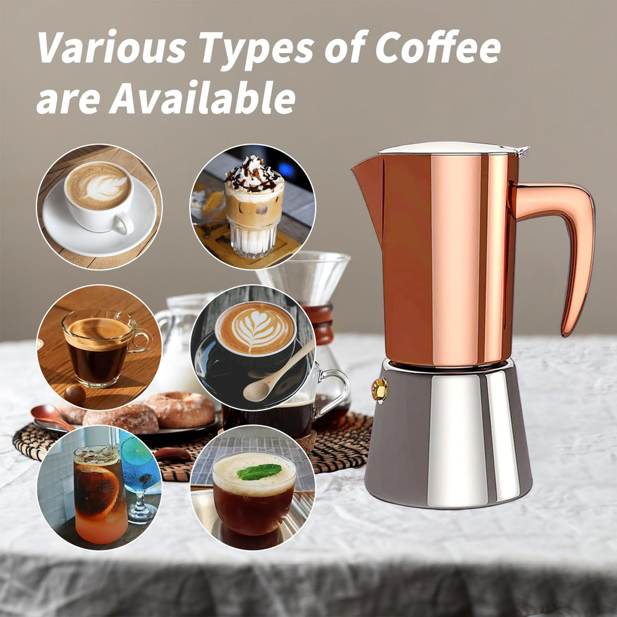 Stainless Steel Moka Pot Espresso Maker 6 Cups W587793