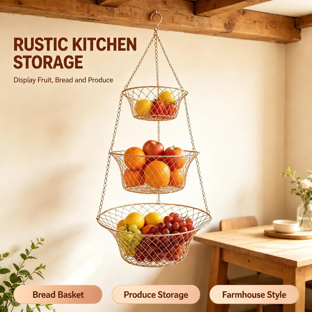 3-Tier Copper Hanging Basket I816170