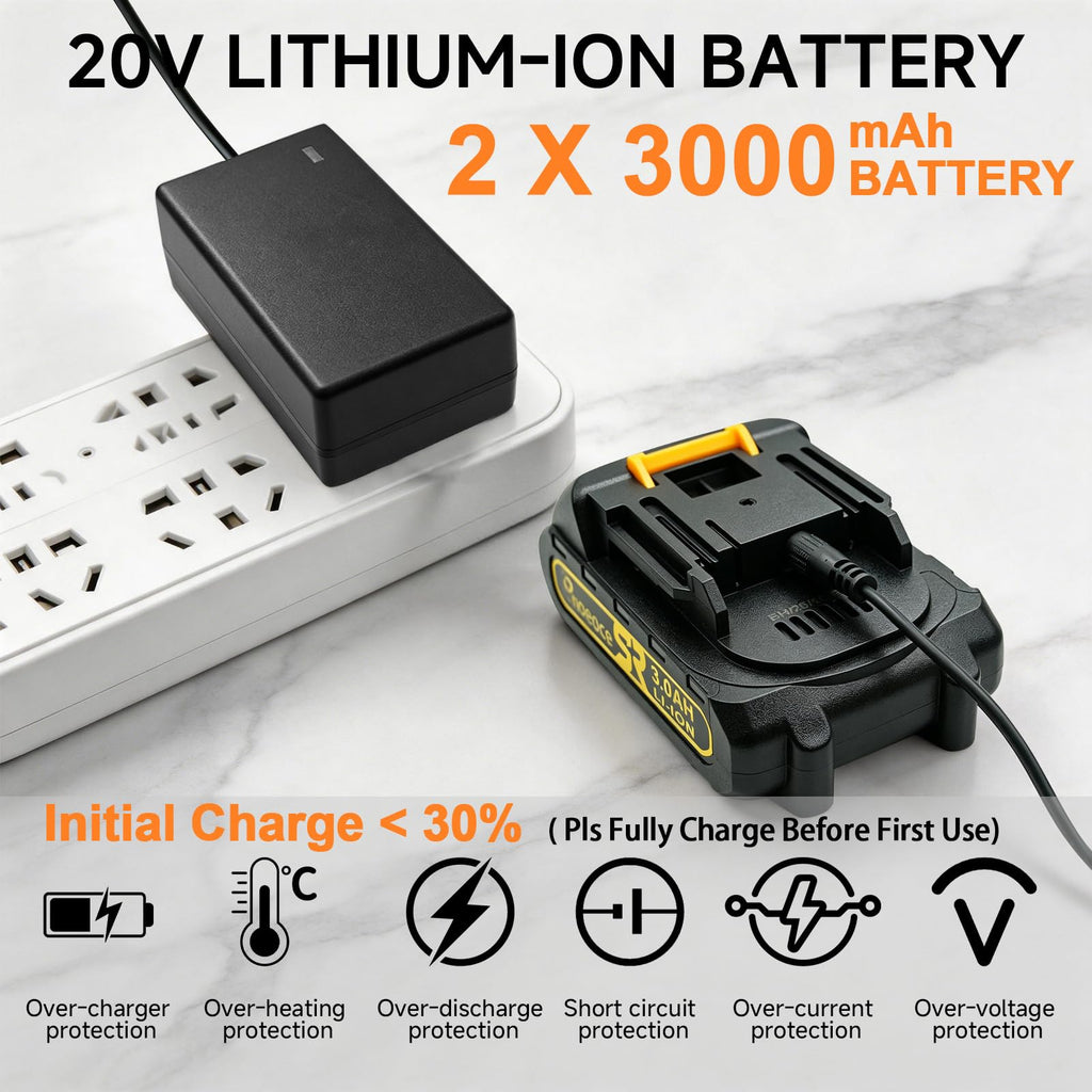 Cordless 20V Power Drill 3/8-Inch Keyless Chuck I77439