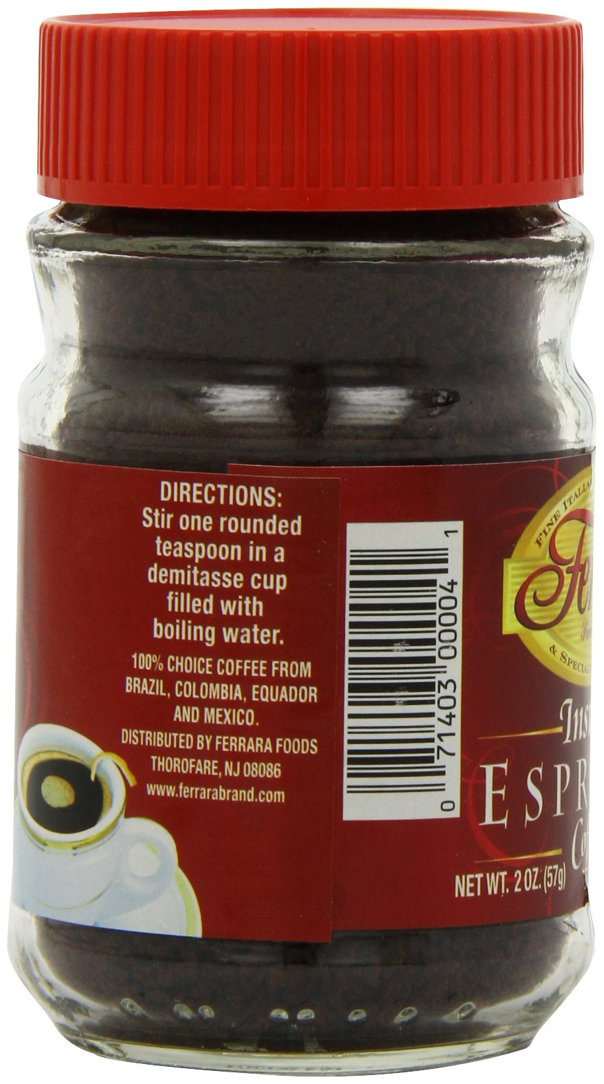 Instant Espresso Coffee 2 oz Glass Jars Pack of 6 J985