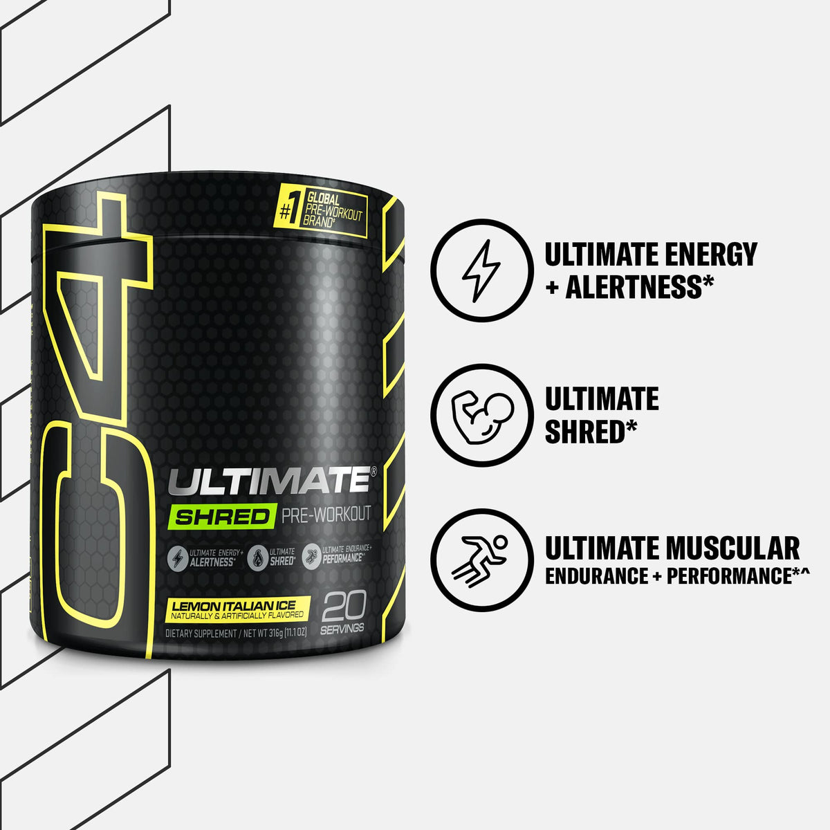 Pre Workout Powder Fat Burner Supplement With Ginger Root Extract 20 Servings Q628