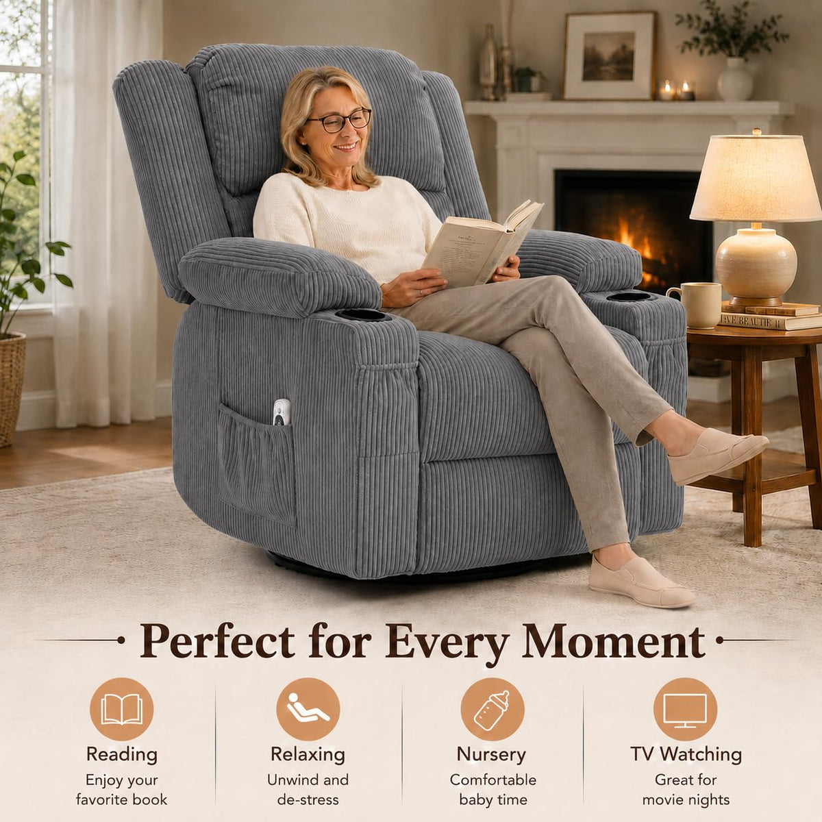Grey Swivel Rocker Recliner P72477