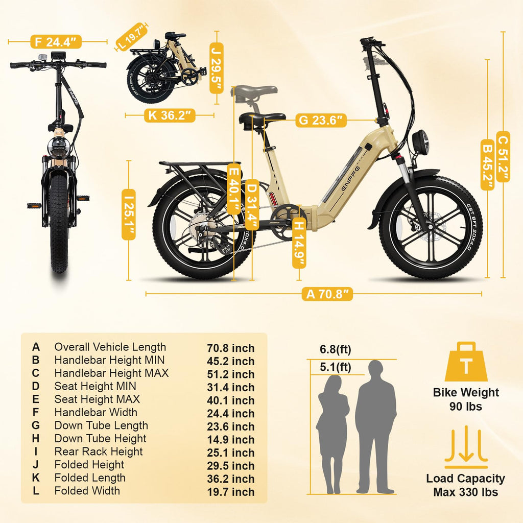 Foldable 7-Speed 20"×4 Fat Tire Electric Bike C5328