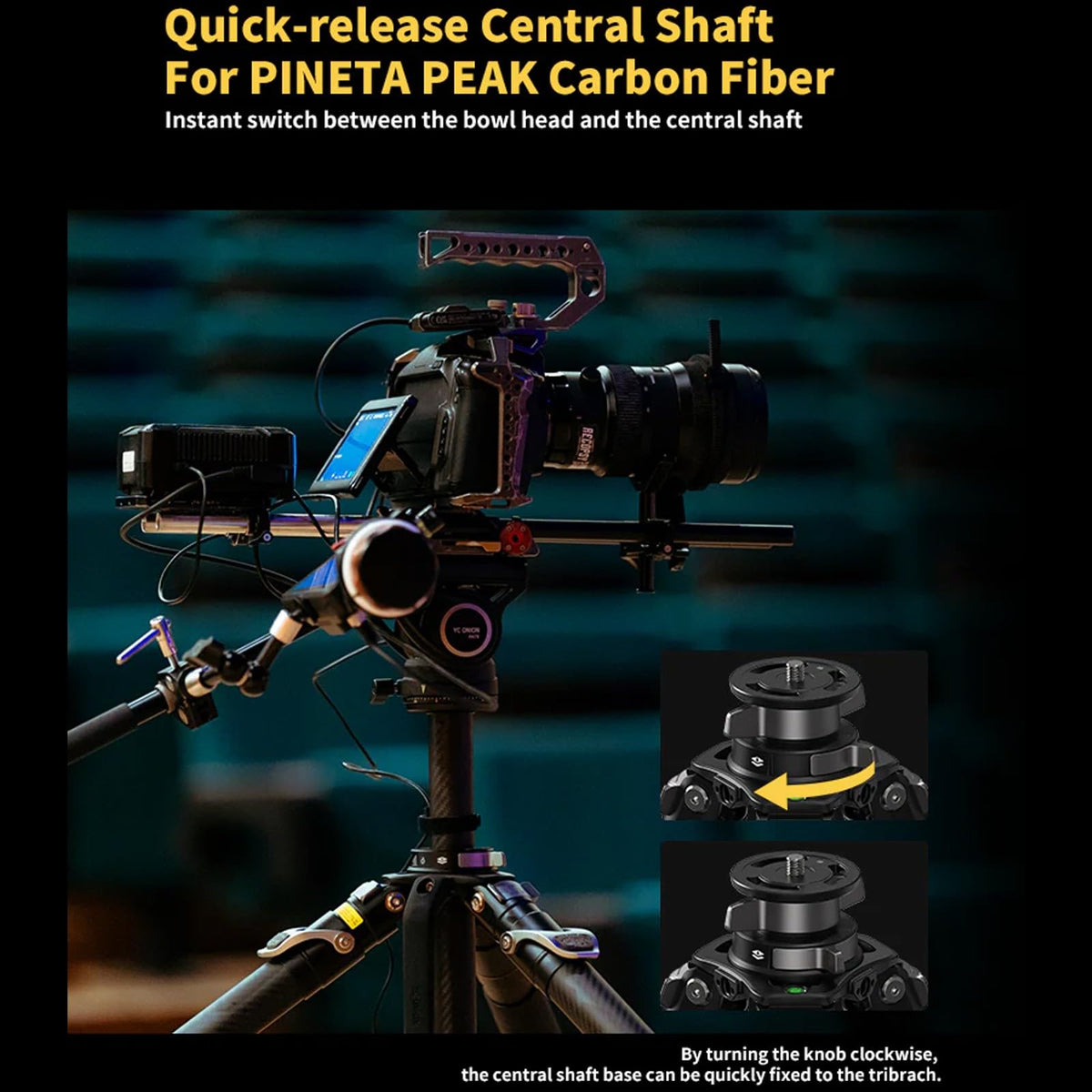 Carbon Fiber Tripod with 75mm Bowl Head and Fluid Head P14293