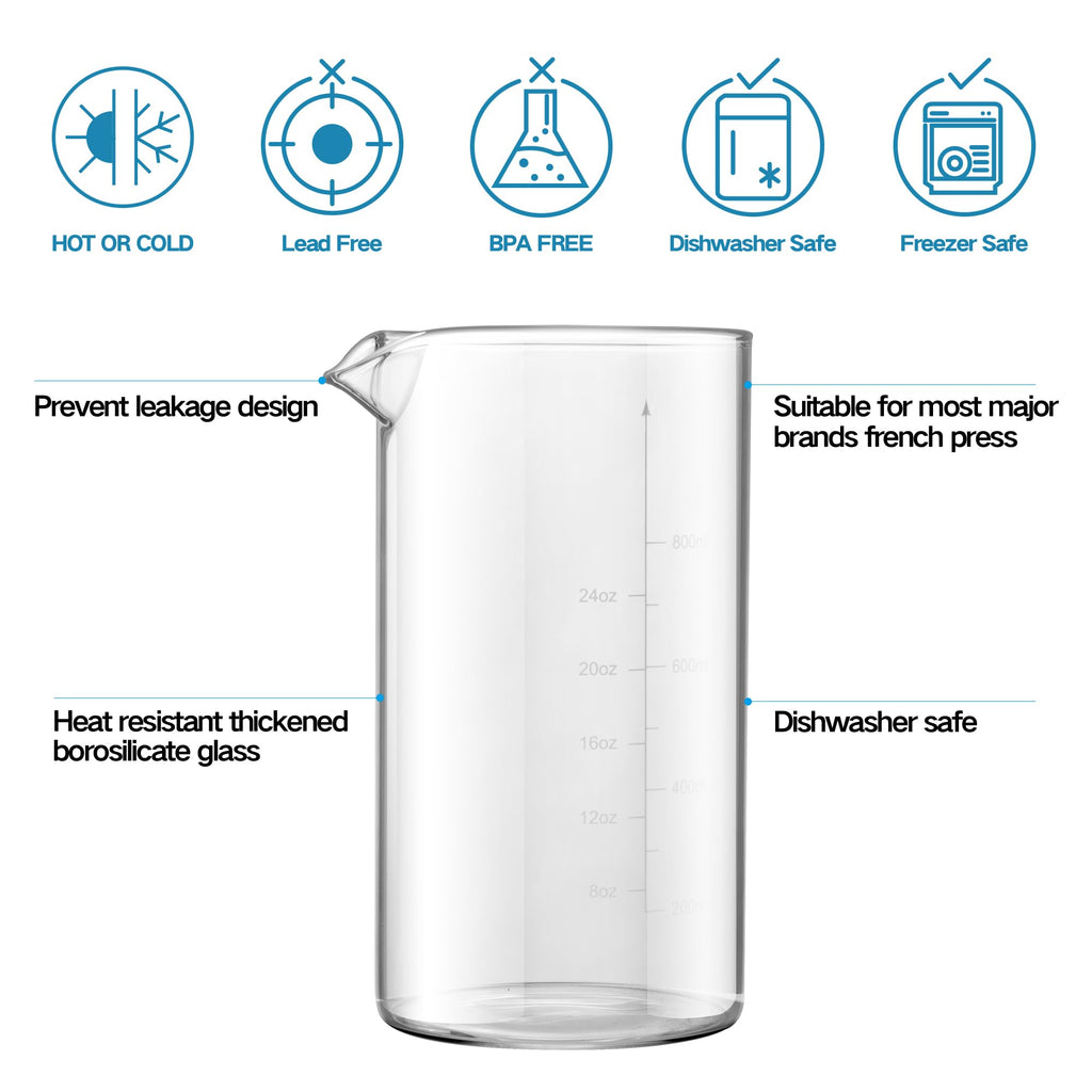 34 oz French Press Replacement Glass Beaker U883