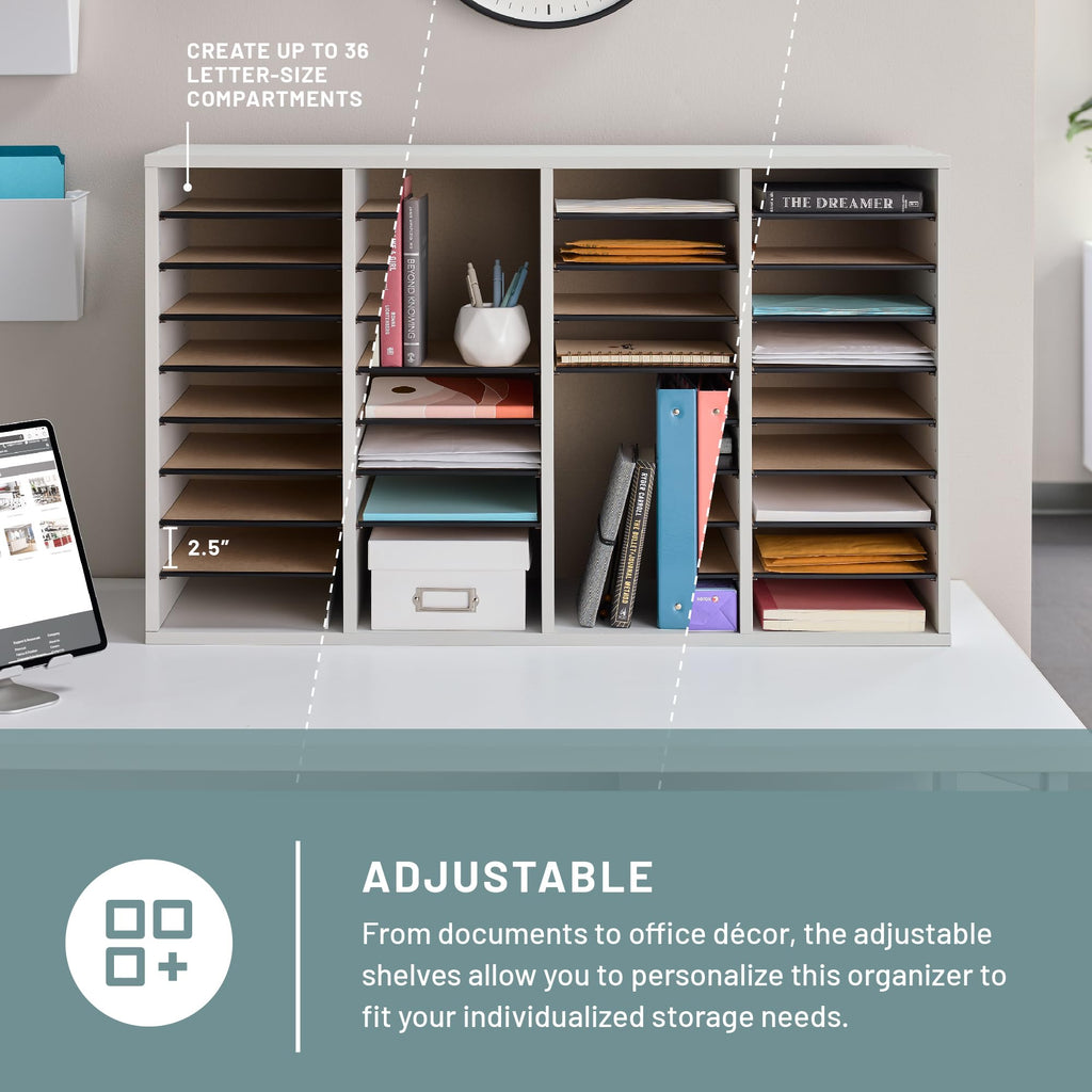 36 Compartments Wood Literature Organizer U896