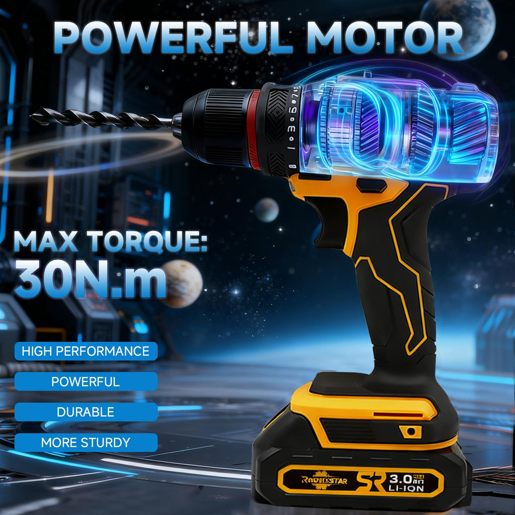 Cordless 20V Power Drill 3/8-Inch Keyless Chuck I77439