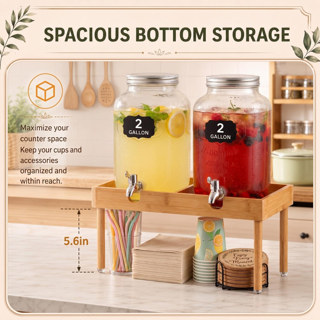 Bamboo Drink Dispenser Stand Q60504