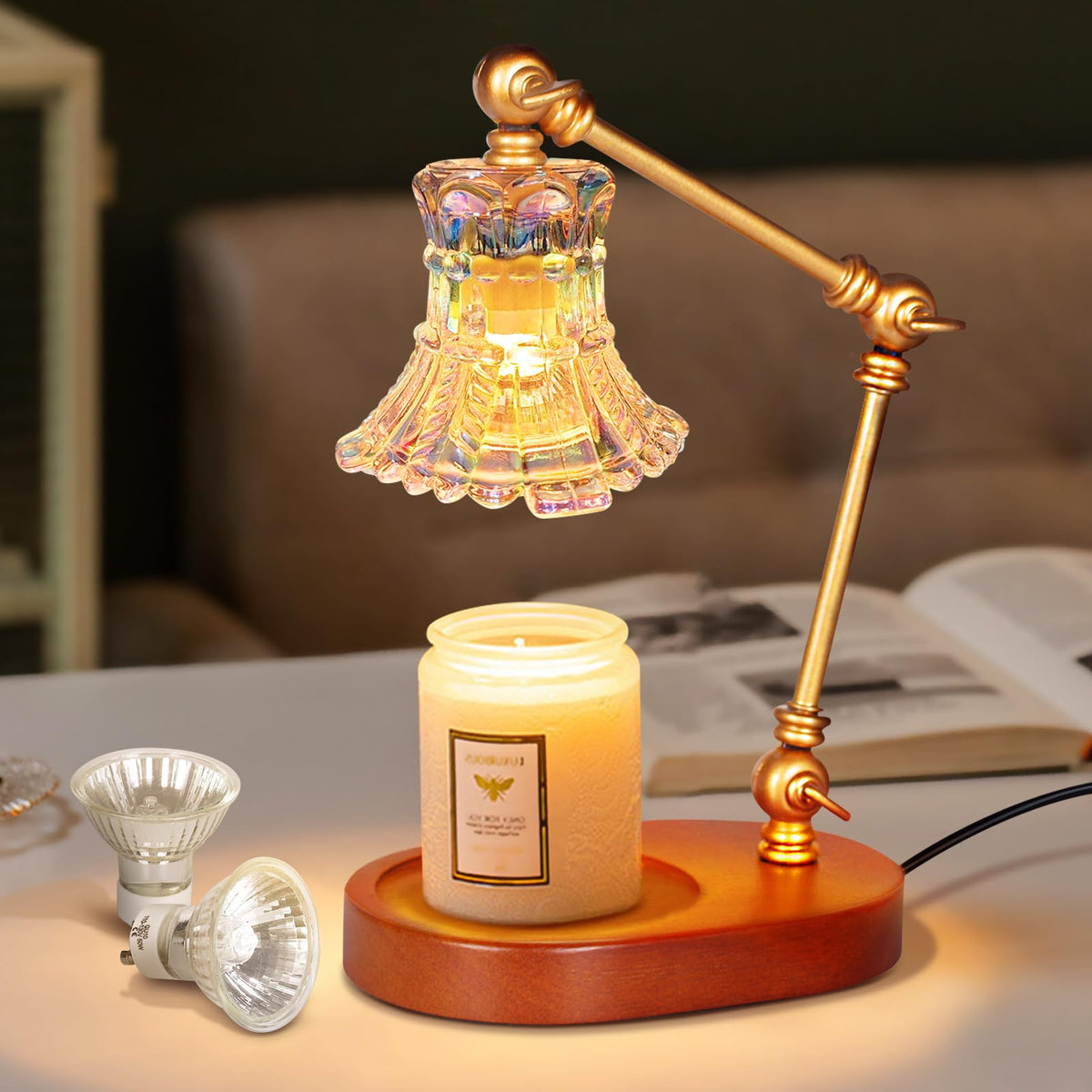 Adjustable Dimmable Electric Candle Warmer Lamp with Timer R33145