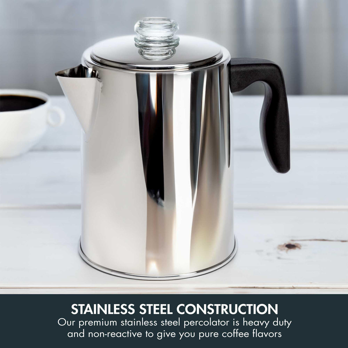 Stainless Steel 8 Cup Stovetop Coffee Percolator N522
