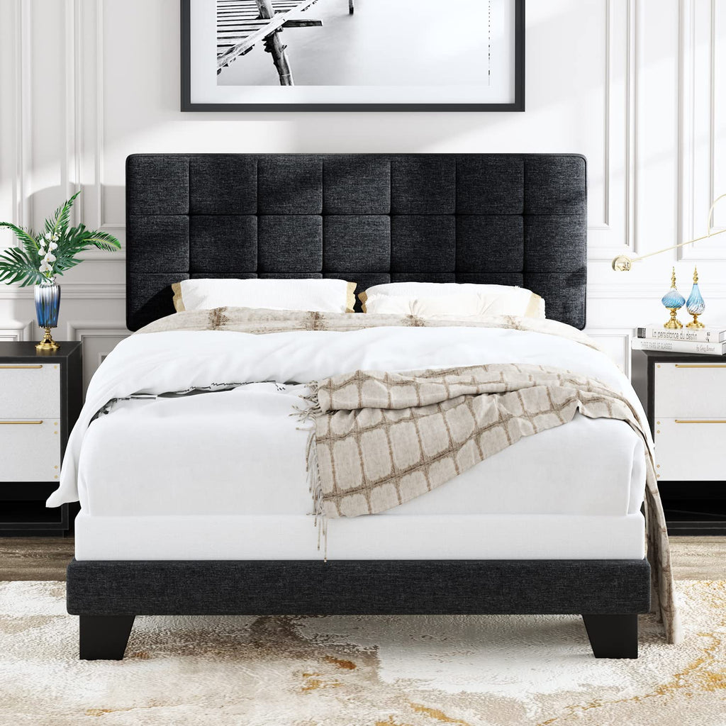 Queen Size Panel Bed Frame Dark Grey U494
