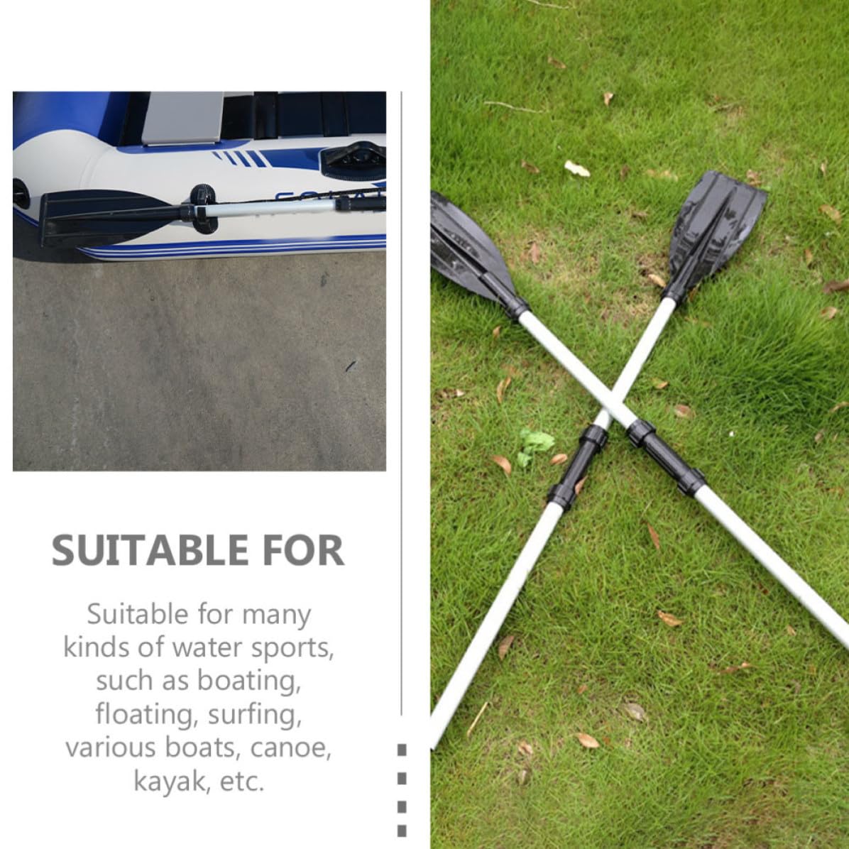 2pcs Aluminum Alloy Kayak Paddle Adjustable Telescopic Shaft V253526