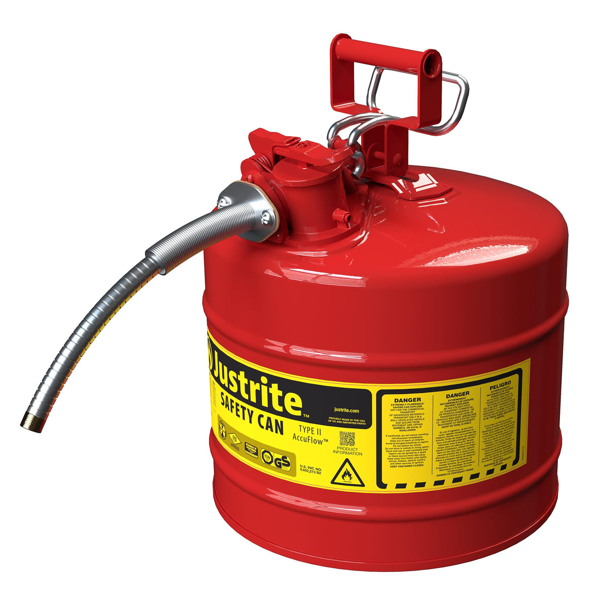 Red Galvanized Steel Gasoline Safety Can O5615