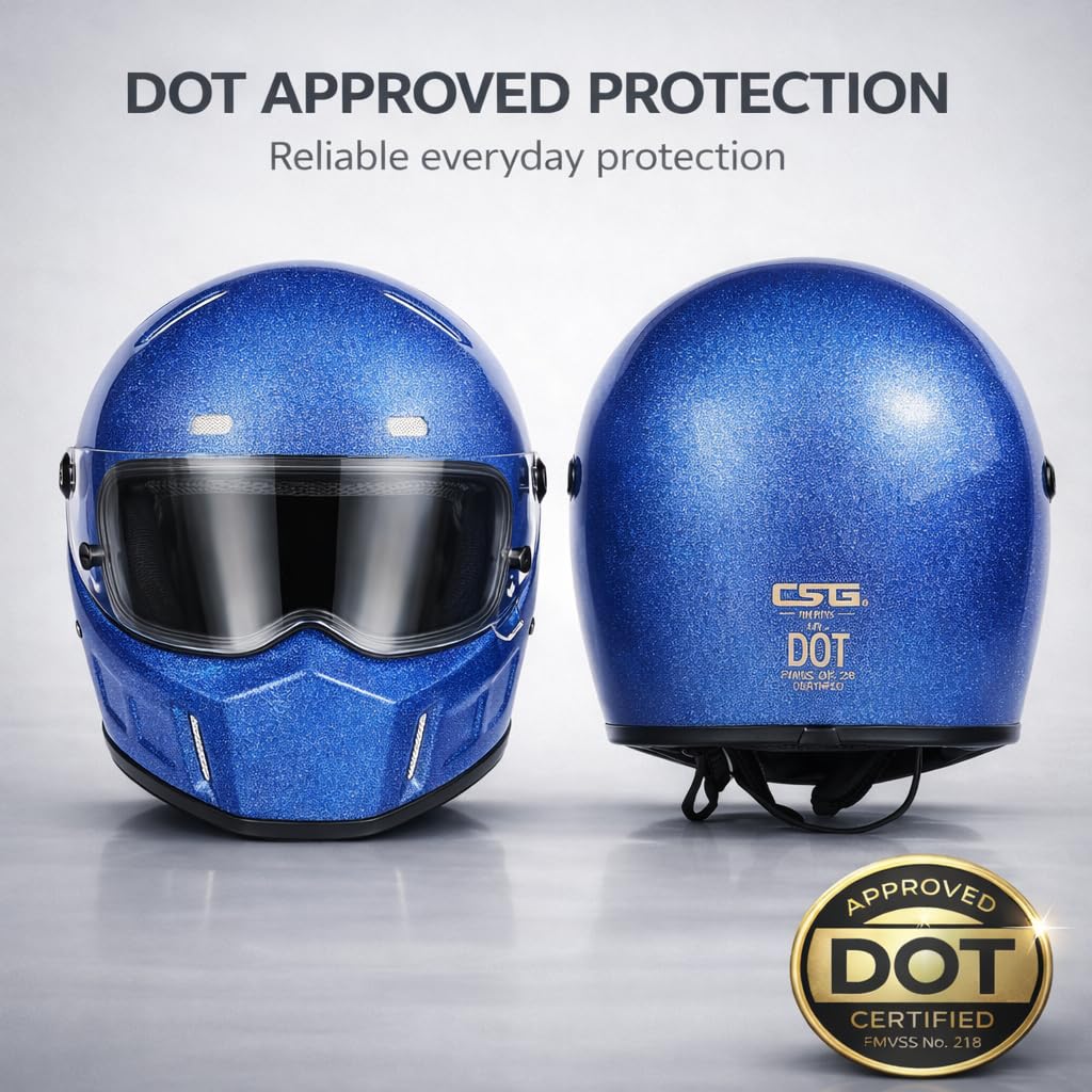 DOT Approved Fiberglass Full Face Motorcycle Helmet with Clear Visor D9134
