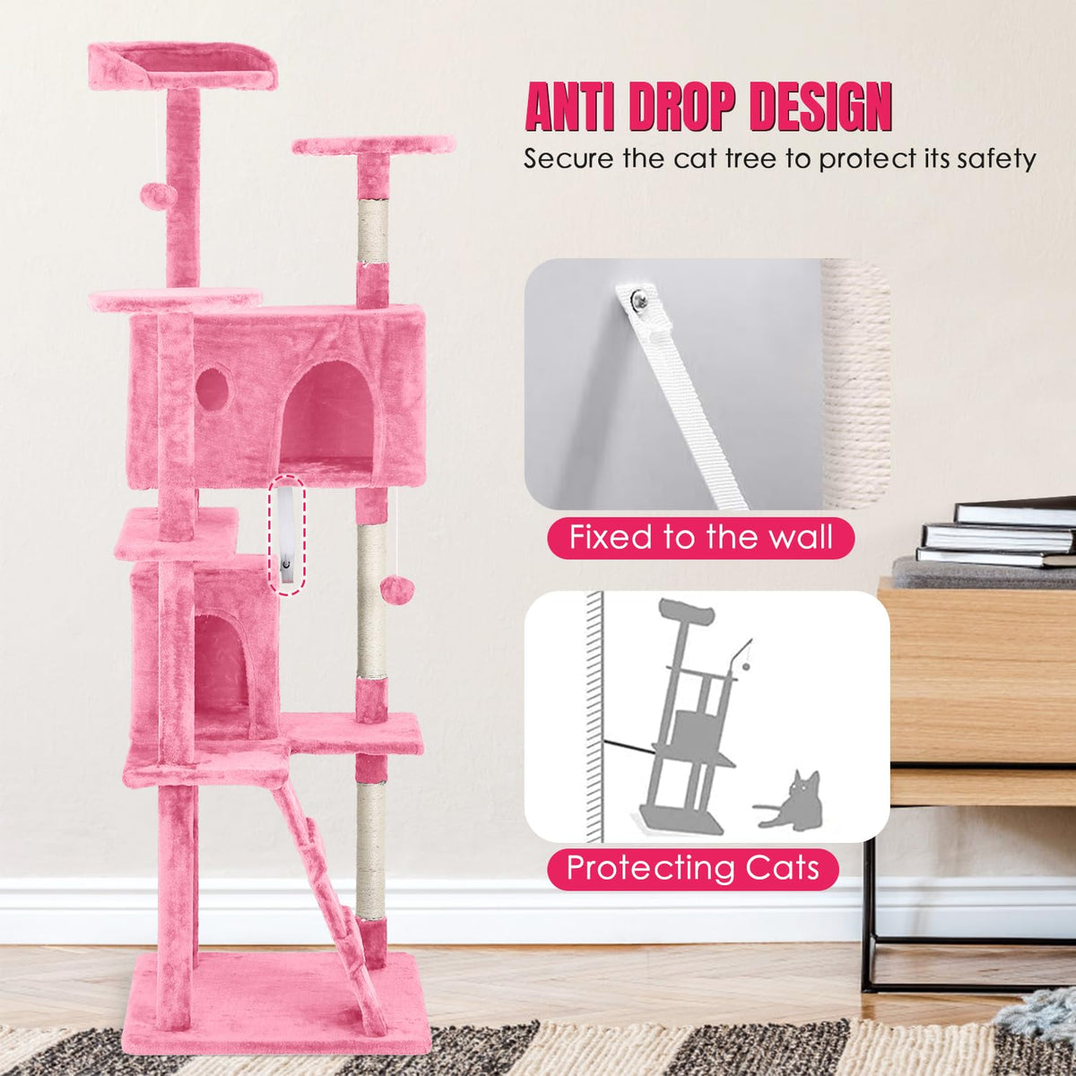 70in Cat Tree Tower with Scratching Post I31294