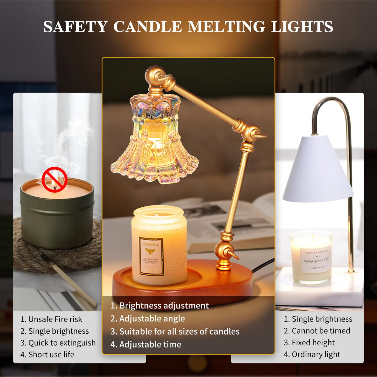 Adjustable Dimmable Electric Candle Warmer Lamp with Timer R33145