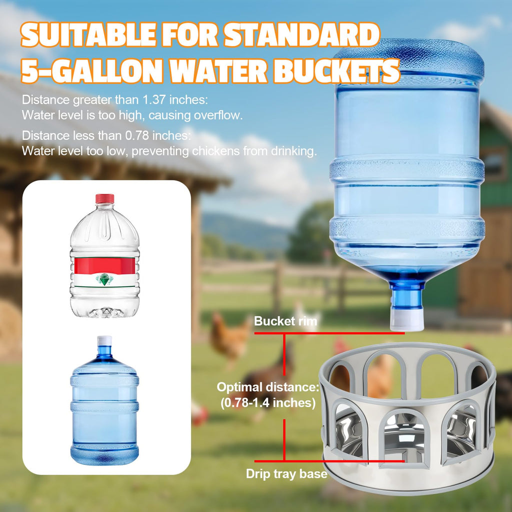 5 Gallon Stainless Steel Poultry Waterer Base with 9 Guarded Drinking Ports D6054