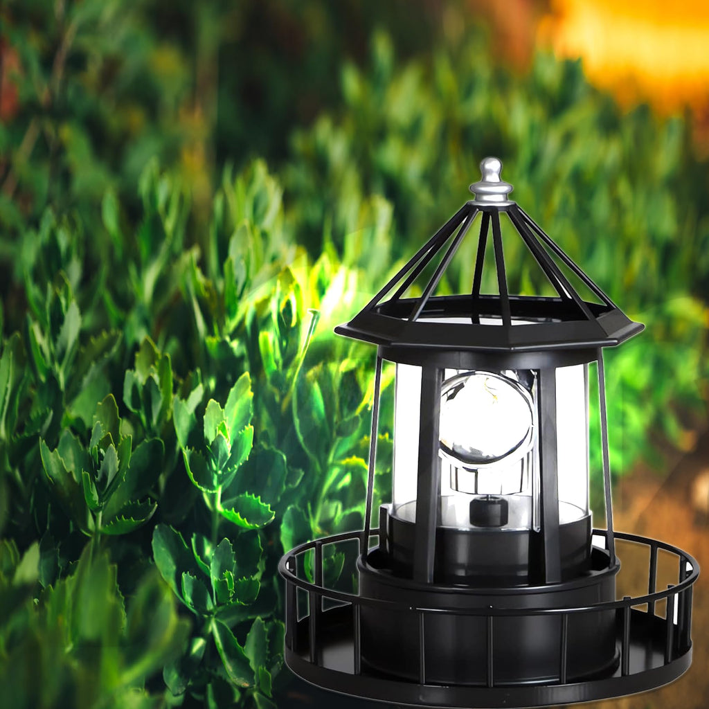Black IP65 Waterproof Solar Rotating Lighthouse Light Z846