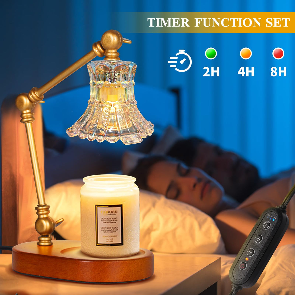 Adjustable Dimmable Electric Candle Warmer Lamp with Timer R33145