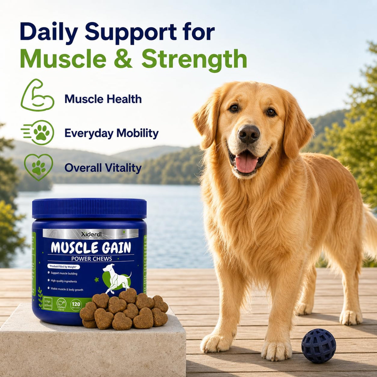 High Protein Muscle Support Soft Chews for Dogs, 120 Count D67986