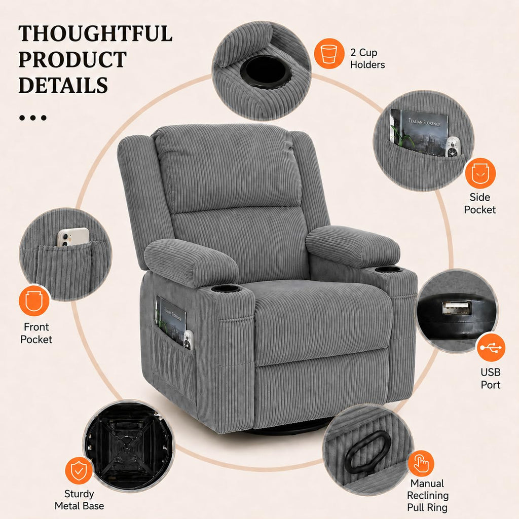 Grey Swivel Rocker Recliner P72477