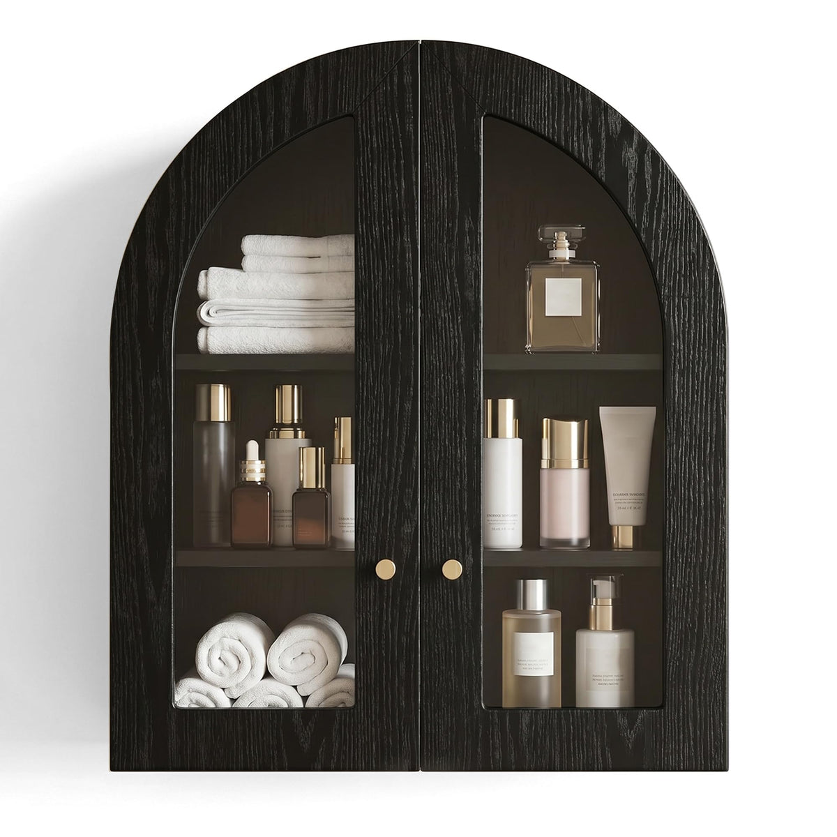 Black Wall Mount Cabinet with Glass Doors U8737
