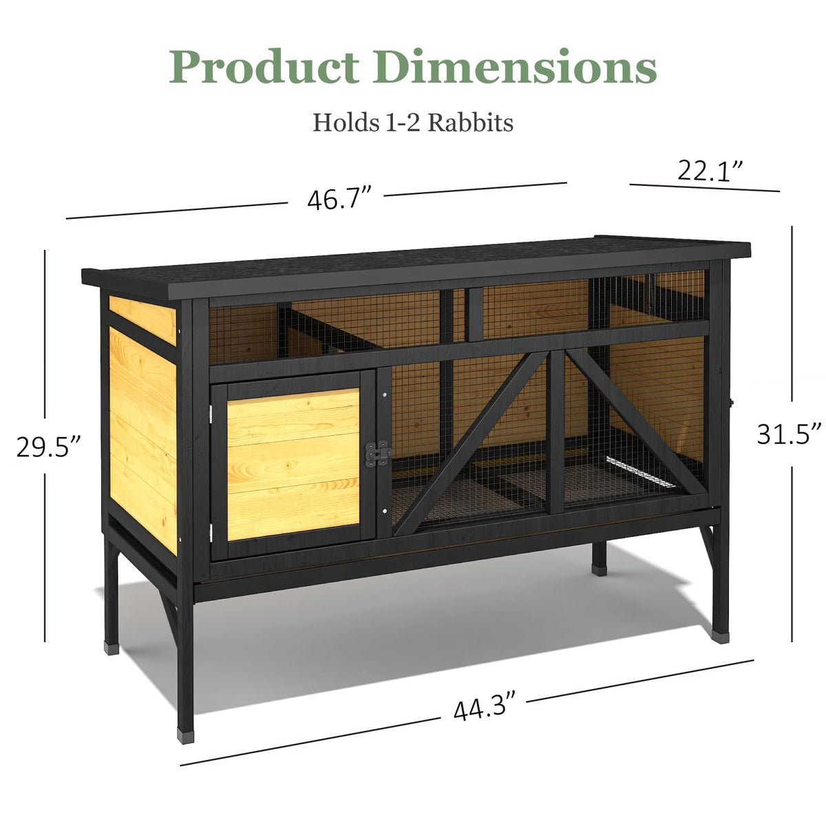 46.7" Wooden Rabbit Hutch with Removable Tray E78031
