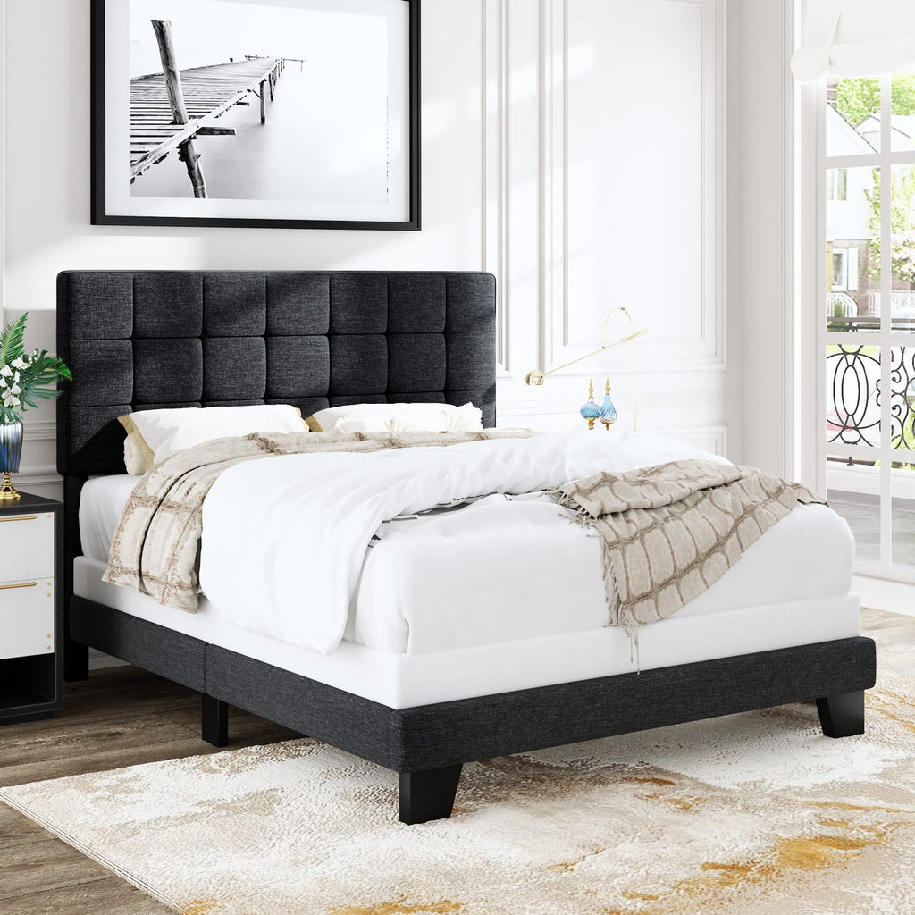 Queen Size Panel Bed Frame Dark Grey U494