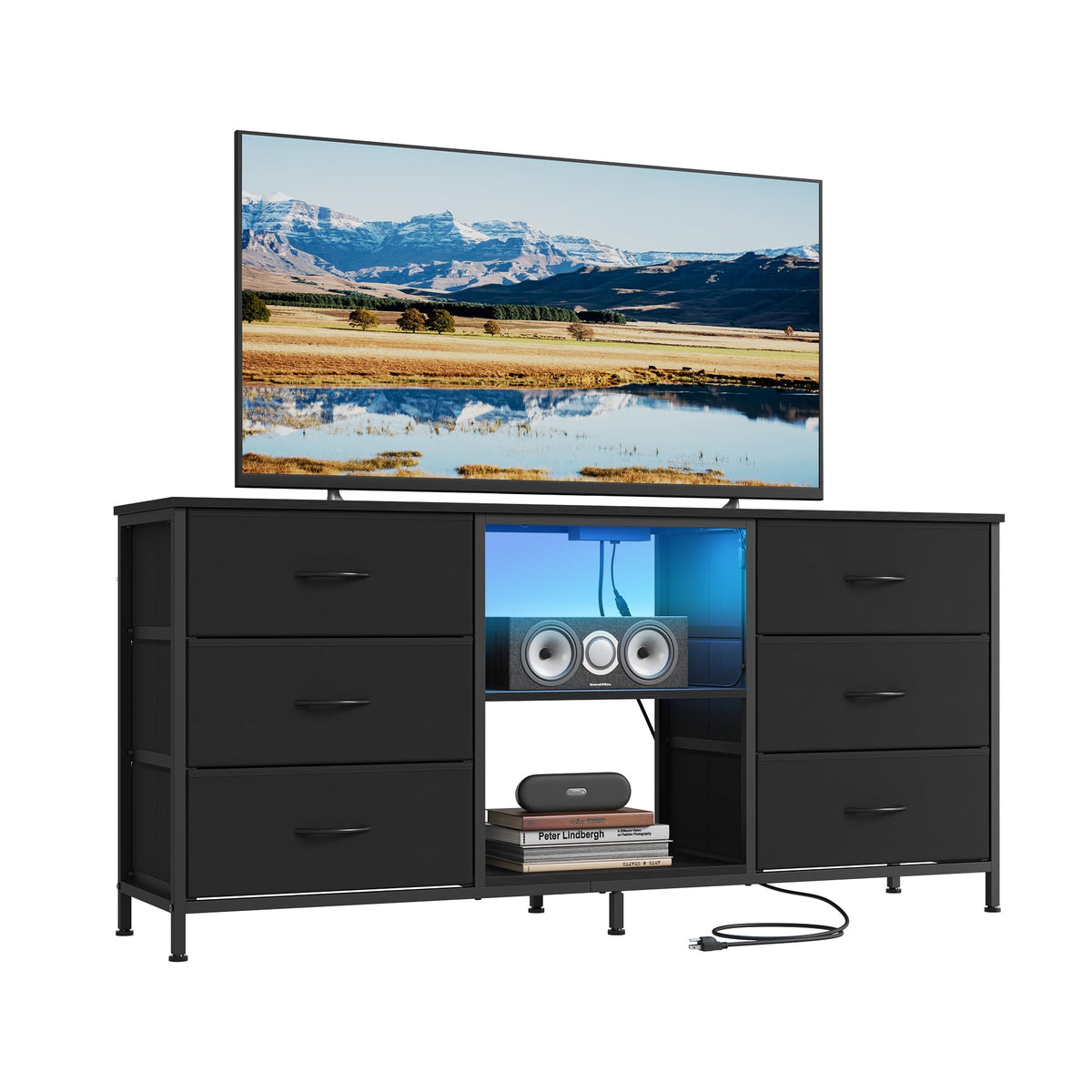 TV Stand with 6 Fabric Drawers and 2 Shelves S757