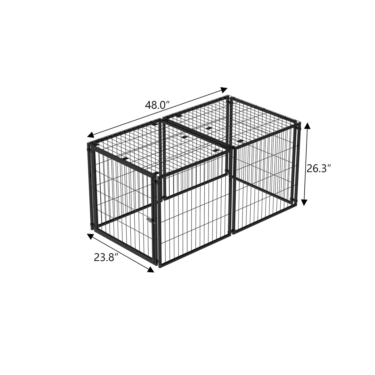 48 Inch Black Metal Dog Crate with Removable Top Cover E811