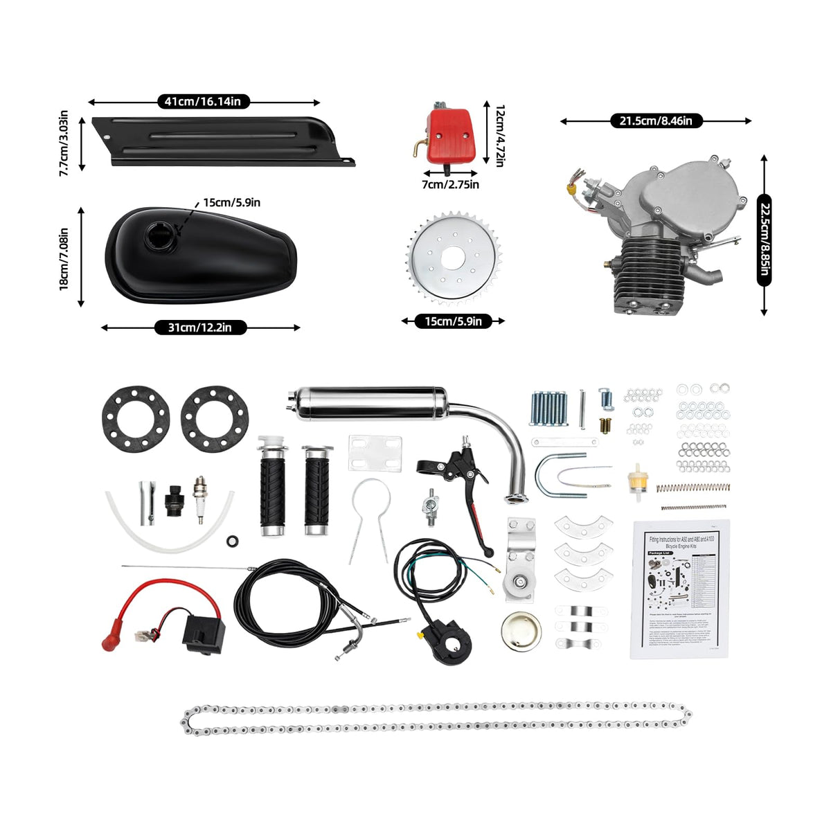 100cc 2 Stroke Bicycle Engine Motor Kit with 36 Tooth Sprocket B647