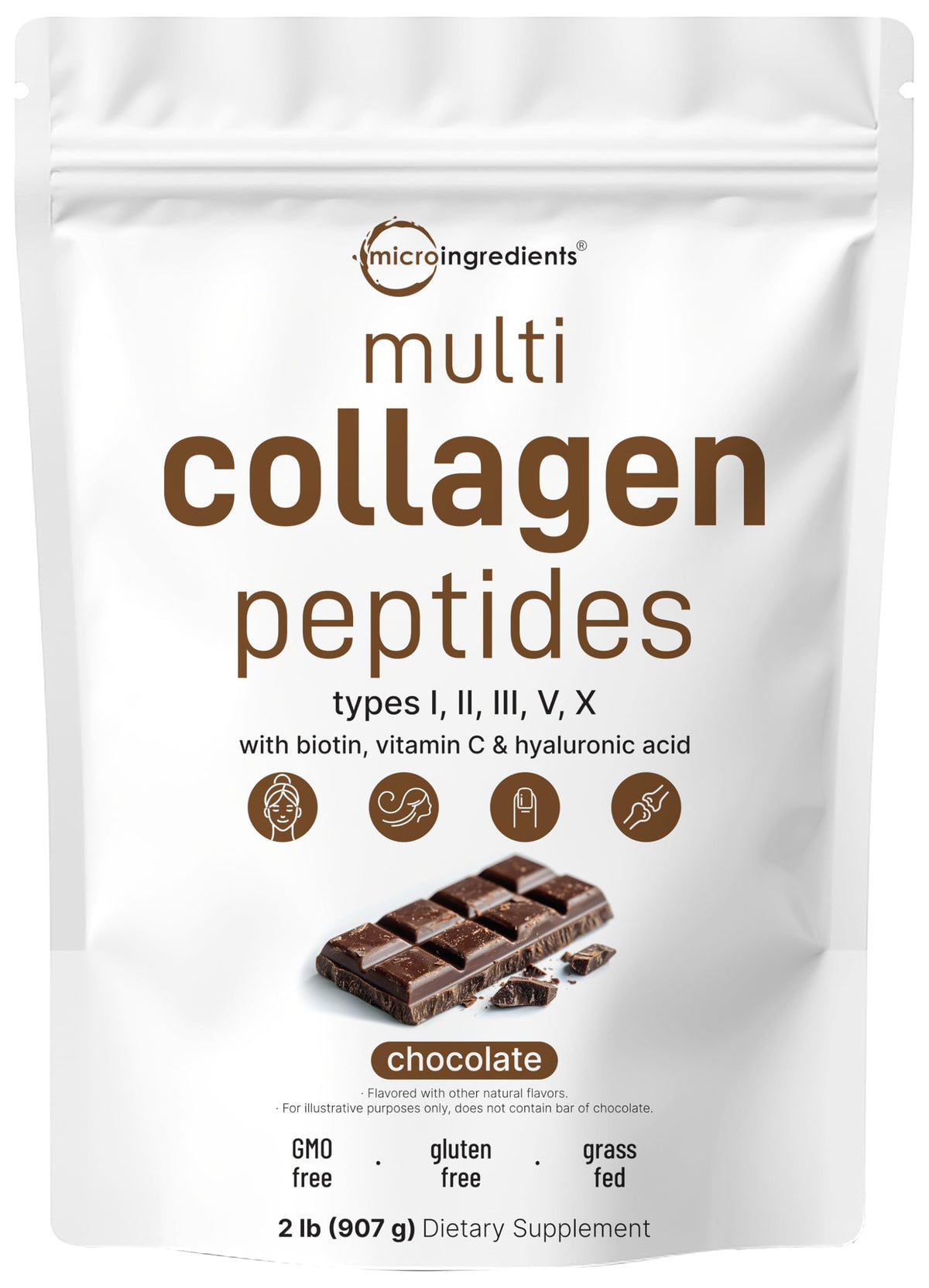 Multi Collagen Peptides Powder, 2lb Chocolate Flavor J452