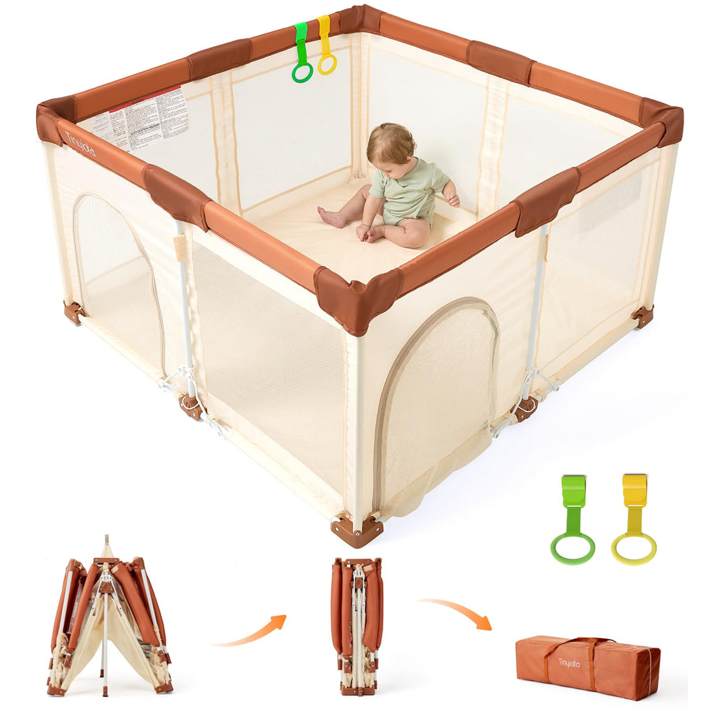 Foldable Baby Playpen 50x50 Inch Portable Play Yard with Mesh Storage Bag V8199