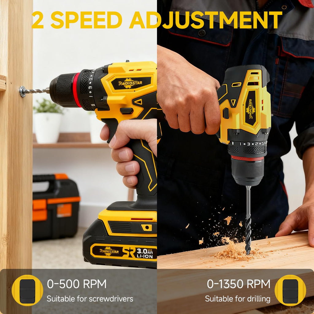 Cordless 20V Power Drill 3/8-Inch Keyless Chuck I77439