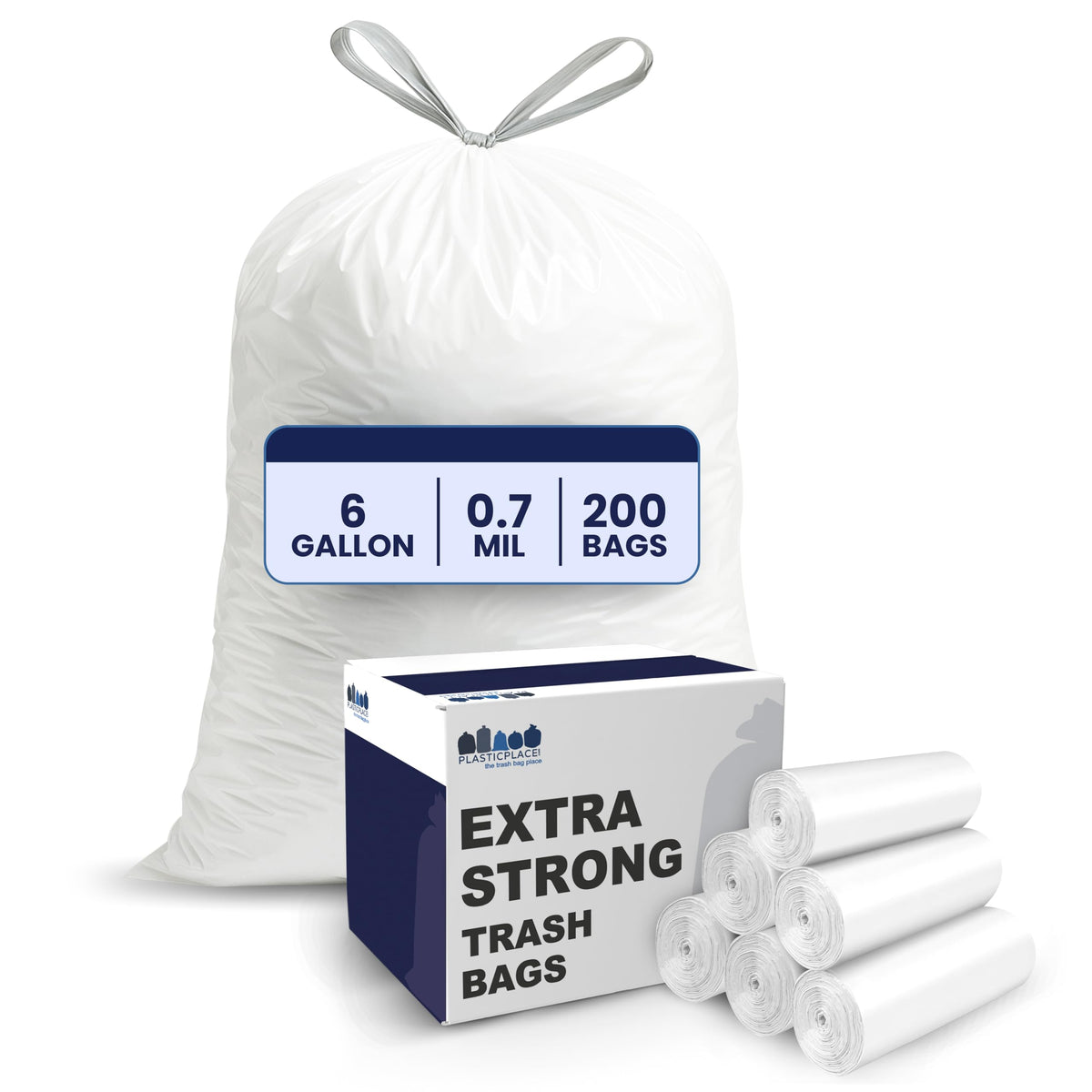 4-6 Gallon White Drawstring Bags G56543