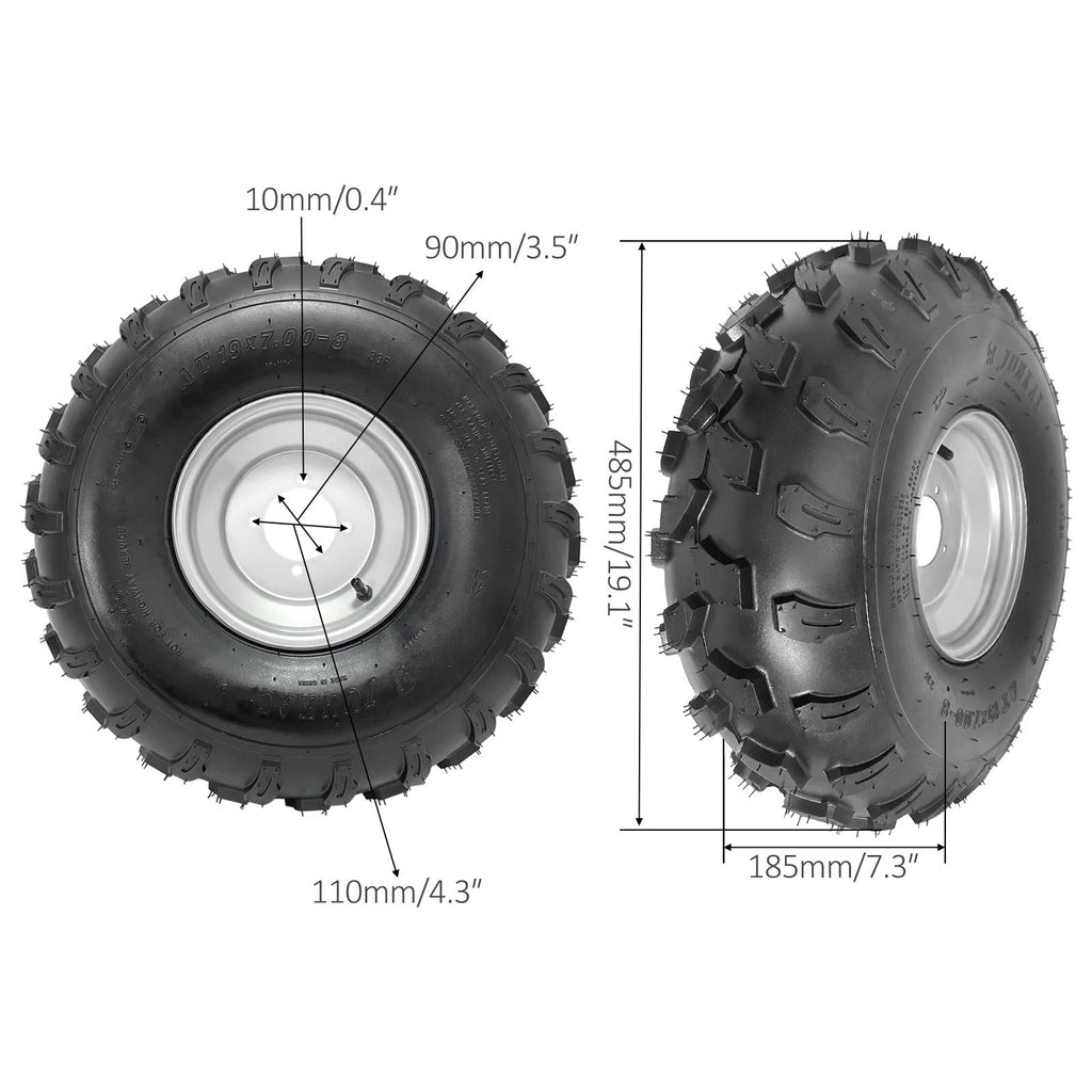 19x7-8 ATV UTV Off-Road Tire and Wheel with 8-Inch 4-Hole Rim X590952
