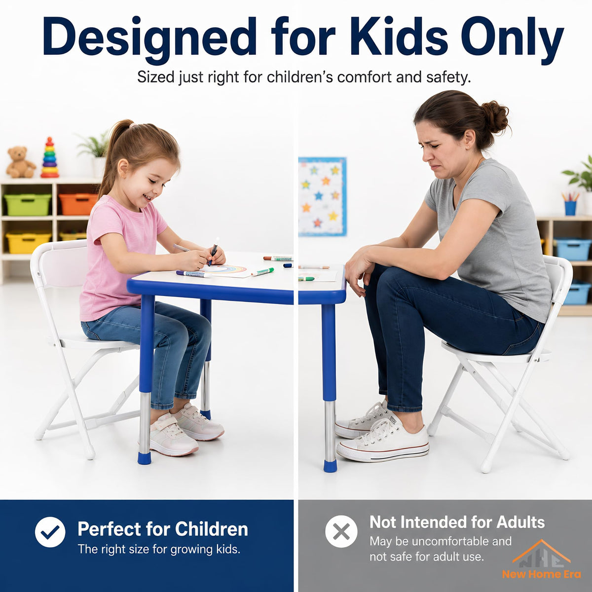 White Kids Plastic Folding Chair with Steel Frame I148