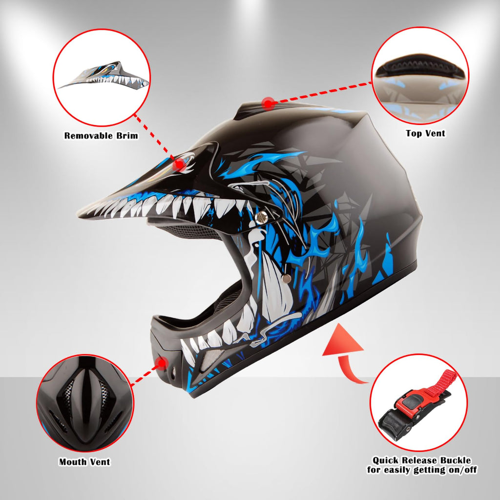 Kids Motocross Helmet with Goggles and Gloves G135
