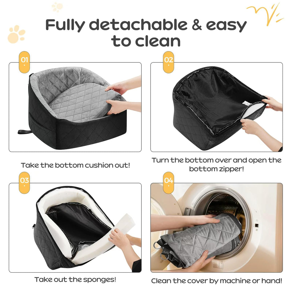 Dog Car Seat for Small Dogs Up to 30 Lbs, Grey-Black B809