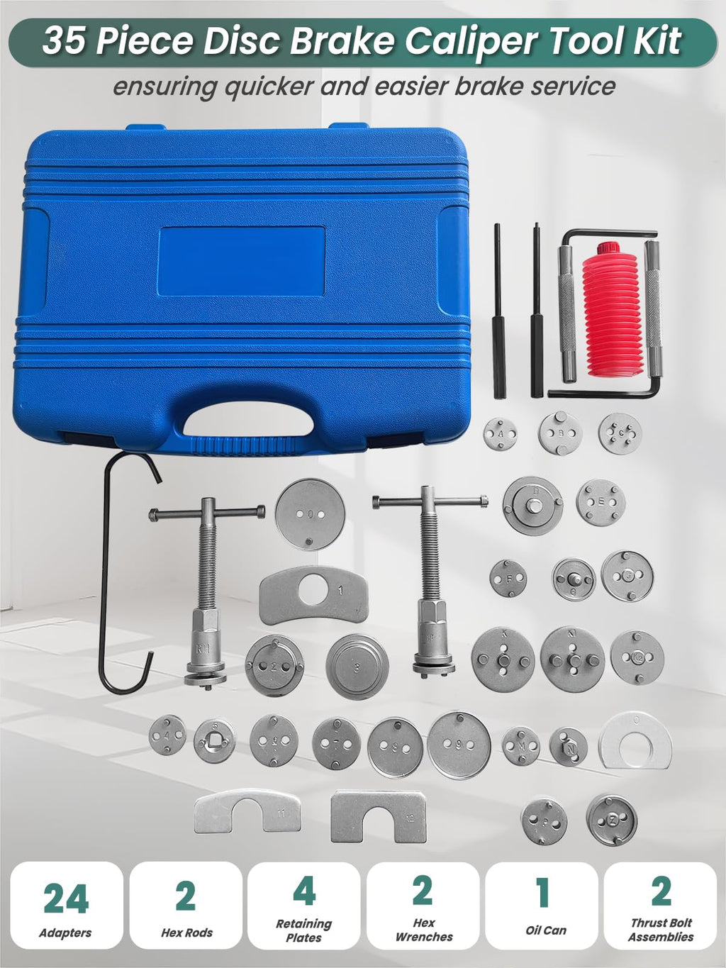 Brake Caliper Compression Tool 36 Piece Disc Brake Caliper Tool Kit with 24 Adapters K339