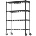 4-Shelf Adjustable Metal Storage Shelving Unit on Wheels, Black R3344