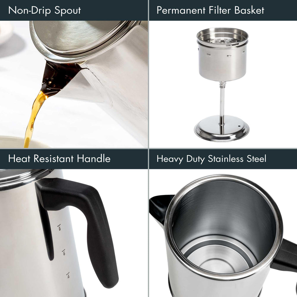 Stainless Steel 8 Cup Stovetop Coffee Percolator N522