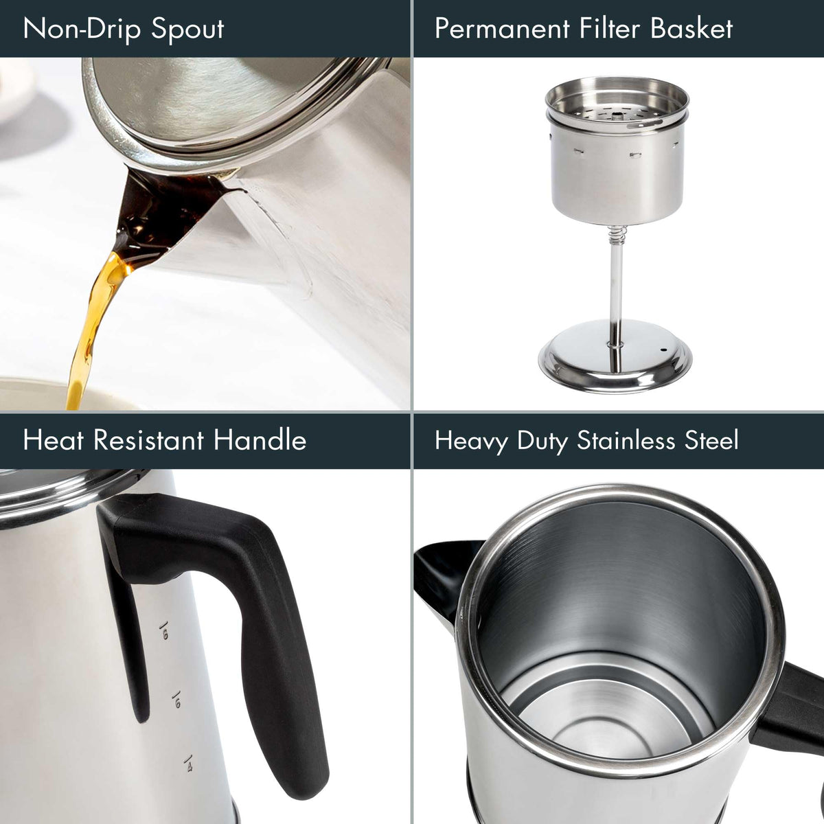 Stainless Steel 8 Cup Stovetop Coffee Percolator N522
