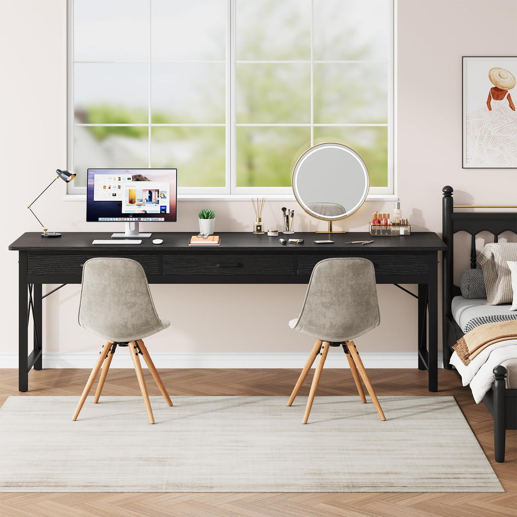 78.7 inch Black Computer Desk with 3 Drawers M6577