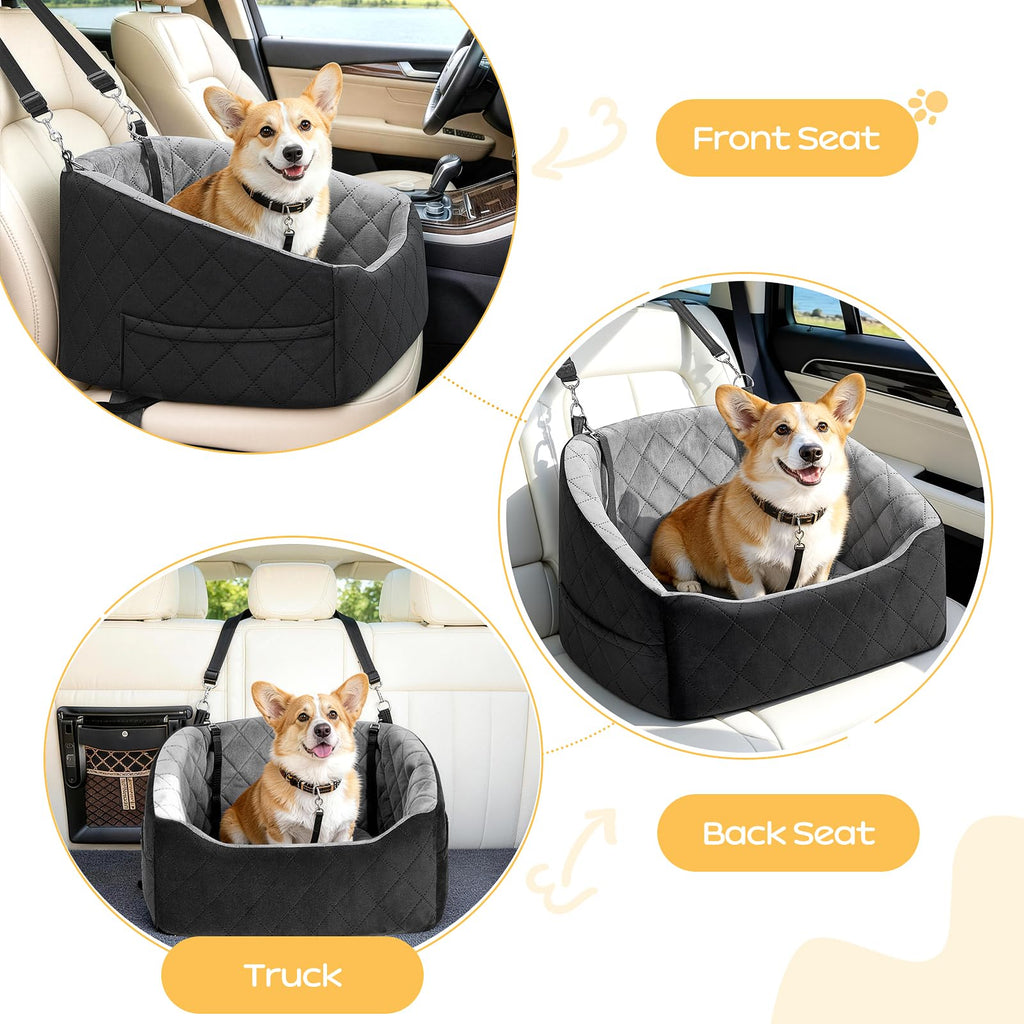 Dog Car Seat for Small Dogs Up to 30 Lbs, Grey-Black B809